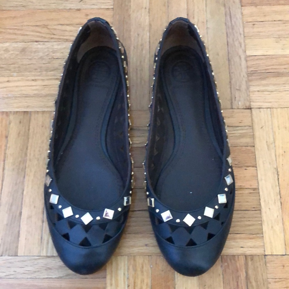 Tory Burch Kingsbridge black studded flats